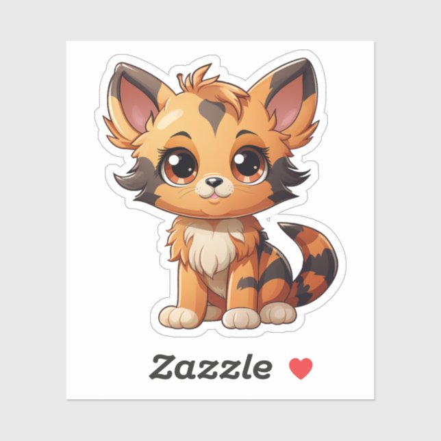 Sticker Illustration du chat de dessin (Feuille)