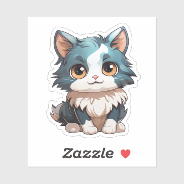 Sticker Illustration du chat de dessin (Feuille)