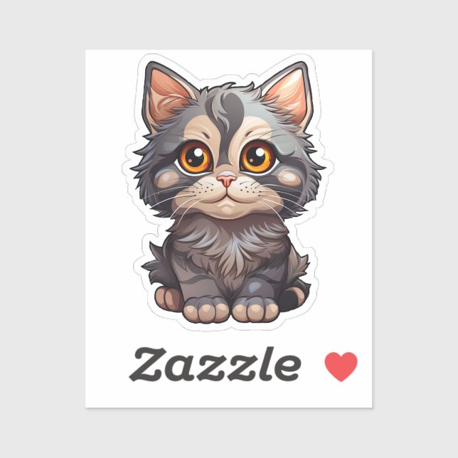Sticker Illustration du chat de dessin (Feuille)