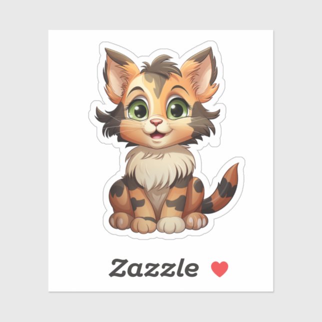 Sticker Illustration du chat de dessin (Feuille)