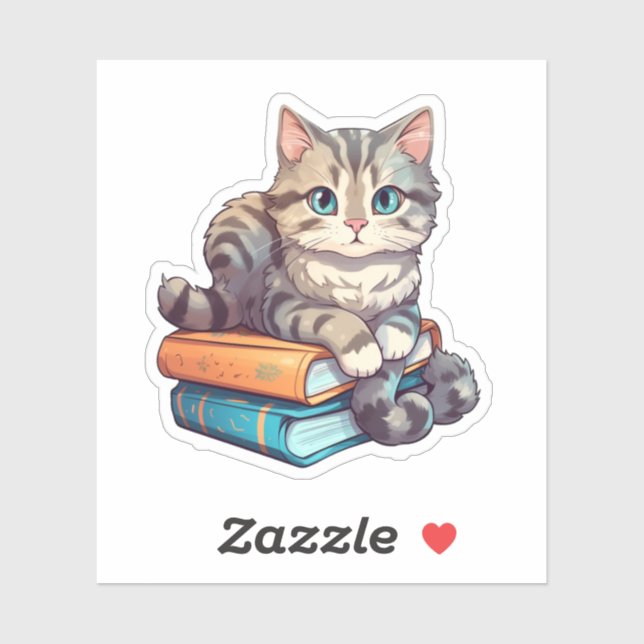 Sticker Illustration du chat de dessin (Feuille)
