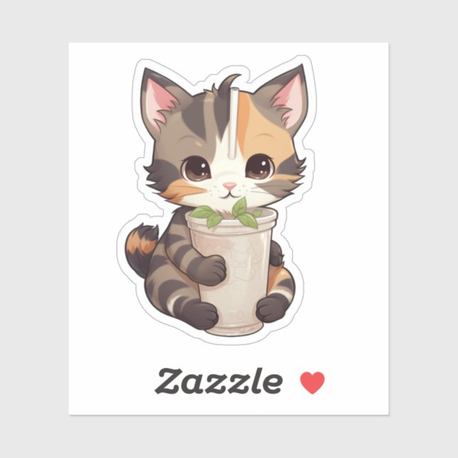 Sticker Illustration du chat de dessin (Feuille)