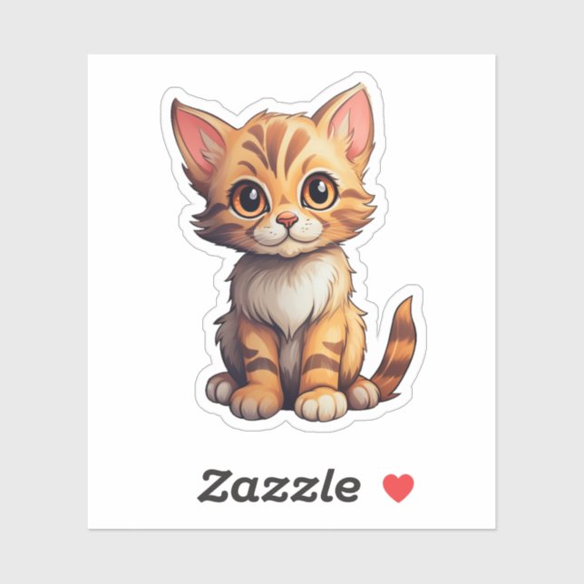 Sticker Illustration du chat de dessin (Feuille)
