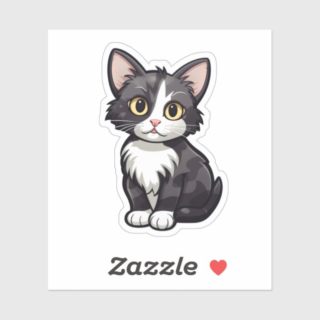 Sticker Illustration du chat de dessin (Feuille)