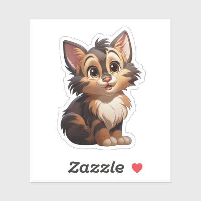 Sticker Illustration du chat de dessin (Feuille)