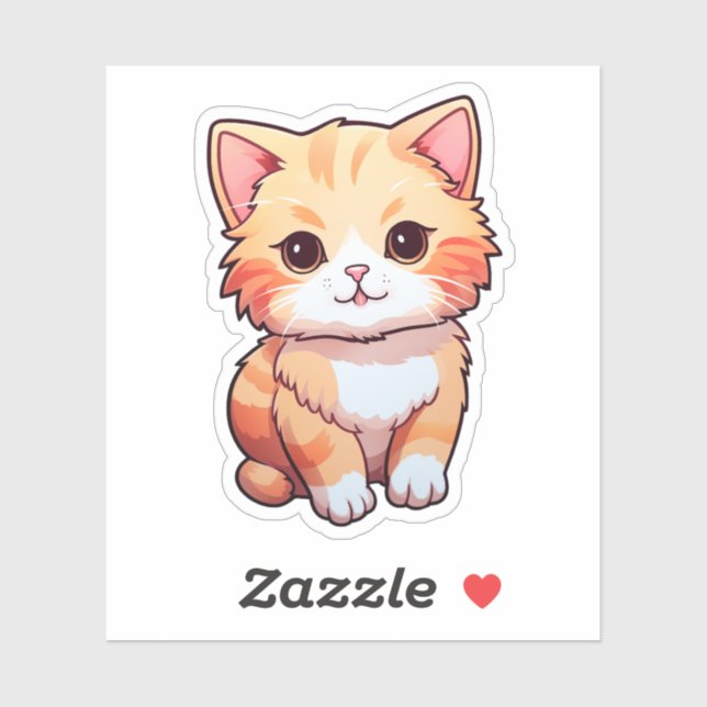 Sticker Illustration du chat de dessin (Feuille)