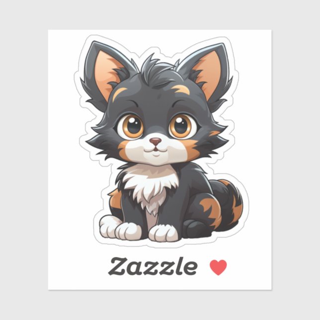 Sticker Illustration du chat de dessin (Feuille)