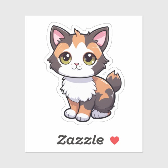 Sticker Illustration du chat de dessin (Feuille)