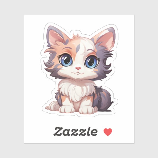 Sticker Illustration du chat de dessin (Feuille)