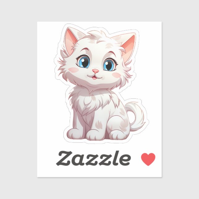 Sticker Illustration du chat de dessin (Feuille)