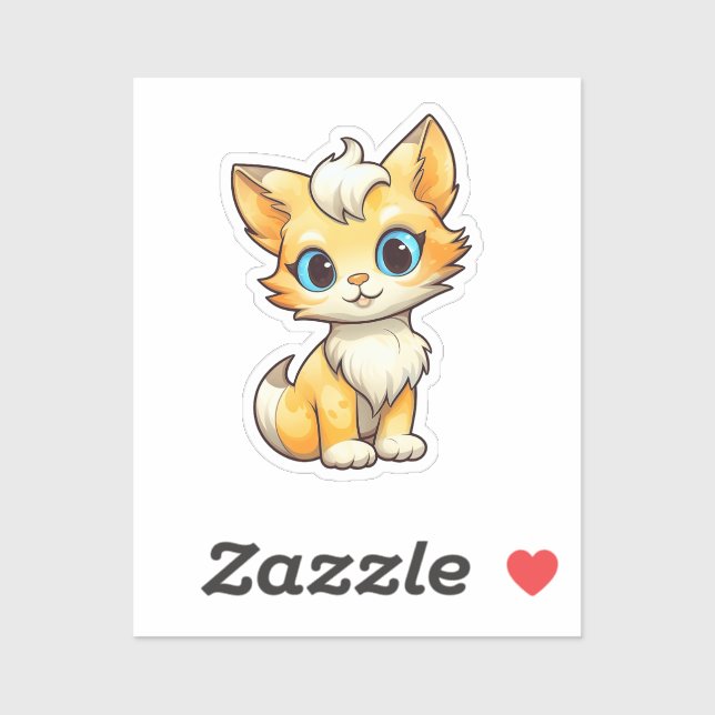 Sticker Illustration du chat de dessin (Feuille)