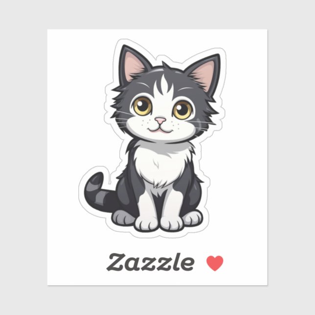 Sticker Illustration du chat de dessin (Feuille)