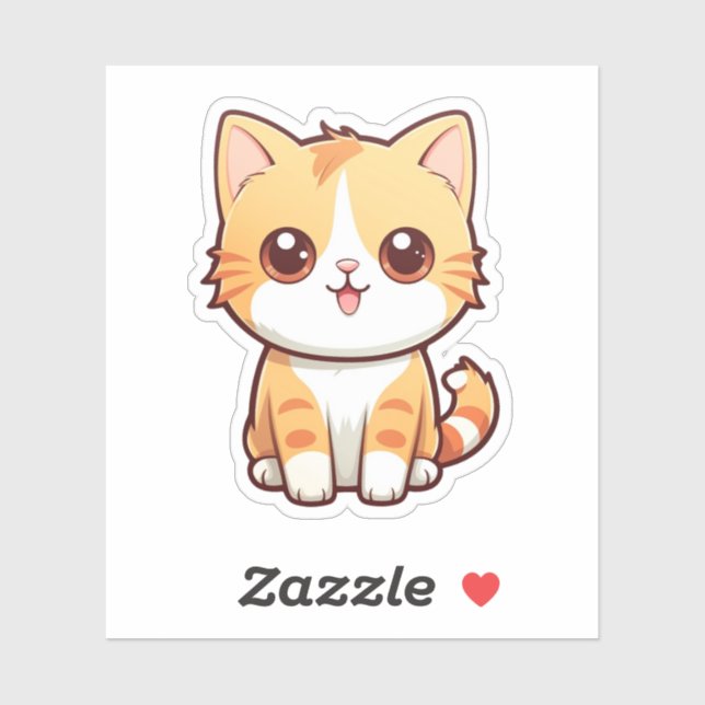 Sticker Illustration du chat de dessin (Feuille)