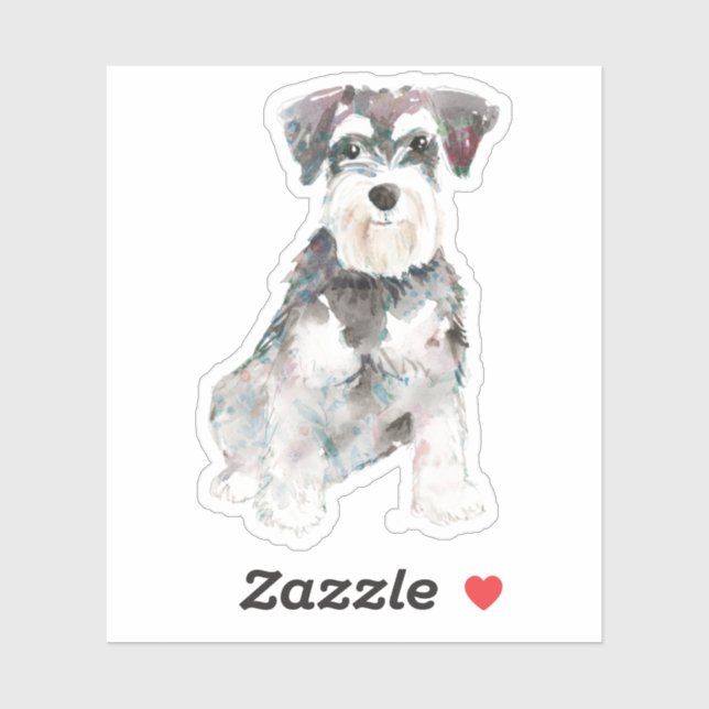 Sticker Illustration du chien de Schnauzer miniature migno (Feuille)
