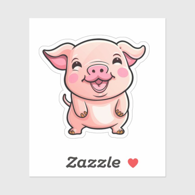 Sticker Illustration du cochon de dessin (Feuille)