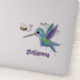 Sticker Illustration du colibri et de l'abeille