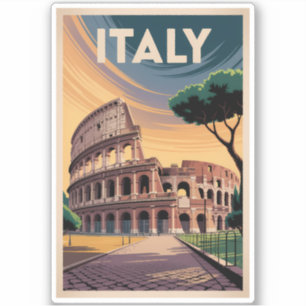Sticker Illustration du Colisée d'Italie Art de voyage Vin