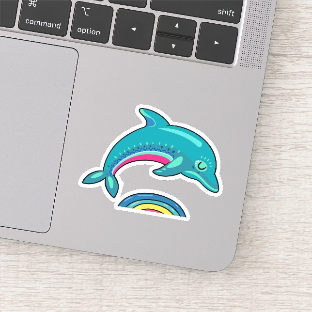 Sticker Illustration du dauphin de saut bleu mou (Détail)
