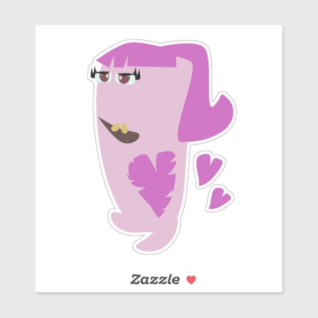 Sticker Illustration du dessin de Lovesick Girl Ado Monste (Feuille)