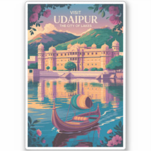 Sticker Illustration du Palais de l'Inde d'Udaipur Art du 