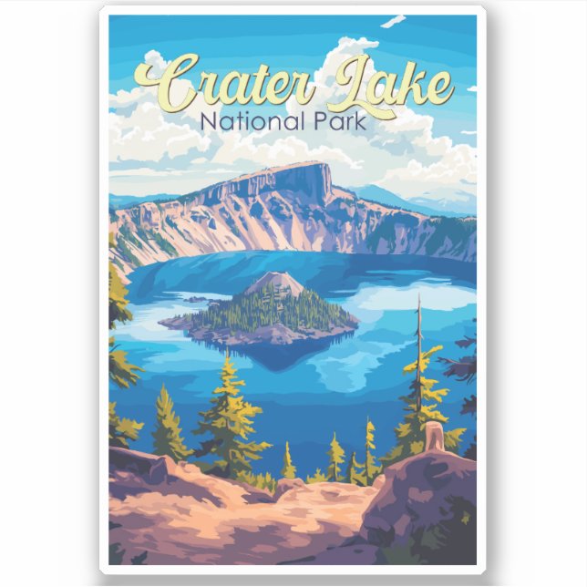 Sticker Illustration du parc national Crater Lake Art de v (Devant)