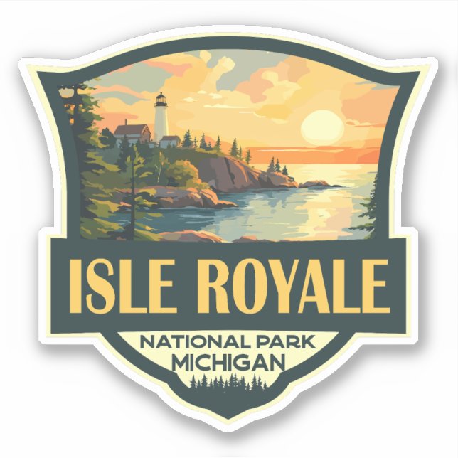 Sticker Illustration du parc national de l'Isle Royale Bad (Devant)