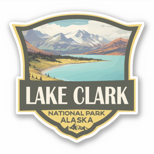Sticker Illustration du parc national du lac Clark Art voy (Devant)