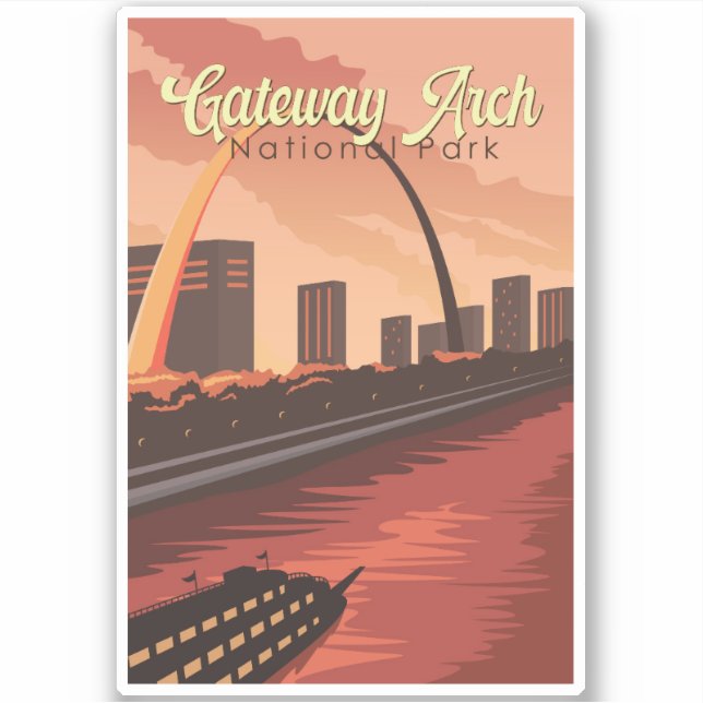 Sticker Illustration du parc national Gateway Arch Art de  (Devant)