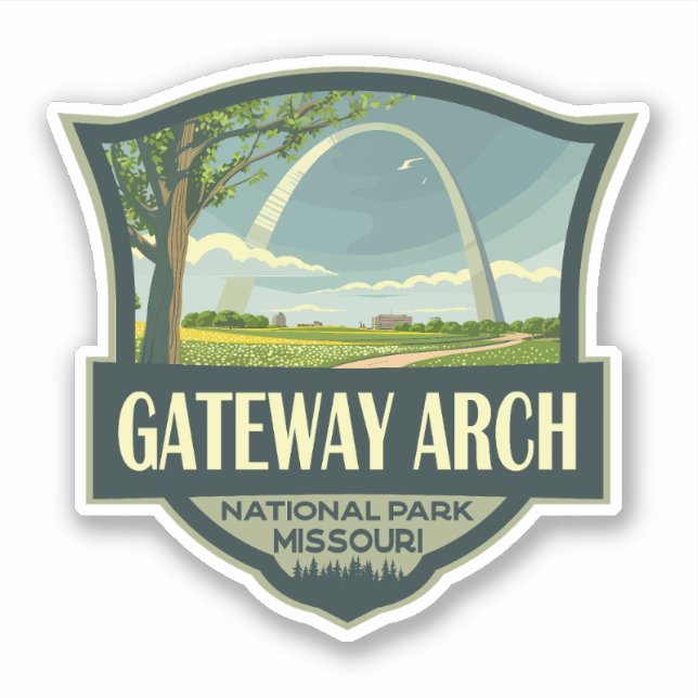Sticker Illustration du parc national Gateway Arch Art rét (Devant)