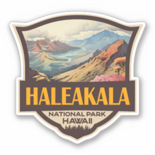 Sticker Illustration du parc national Haleakala Badge rétr