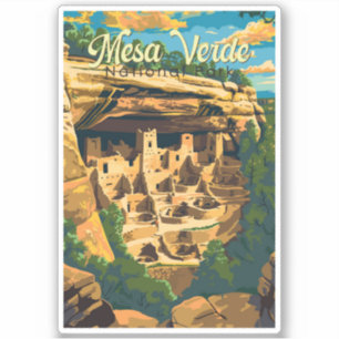 Sticker Illustration du parc national Mesa Verde Travel Ar