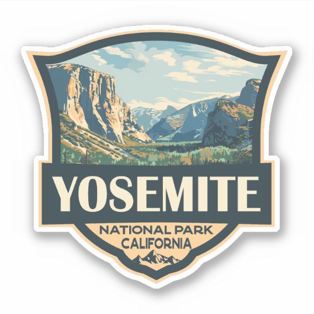 Sticker Illustration du parc national Yosemite Badge rétro (Devant)