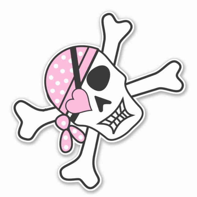 Sticker Illustration du pirate crânien mignon (Devant)
