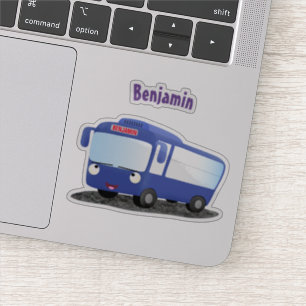 Sticker Illustration d'un bus moderne bleu mignon