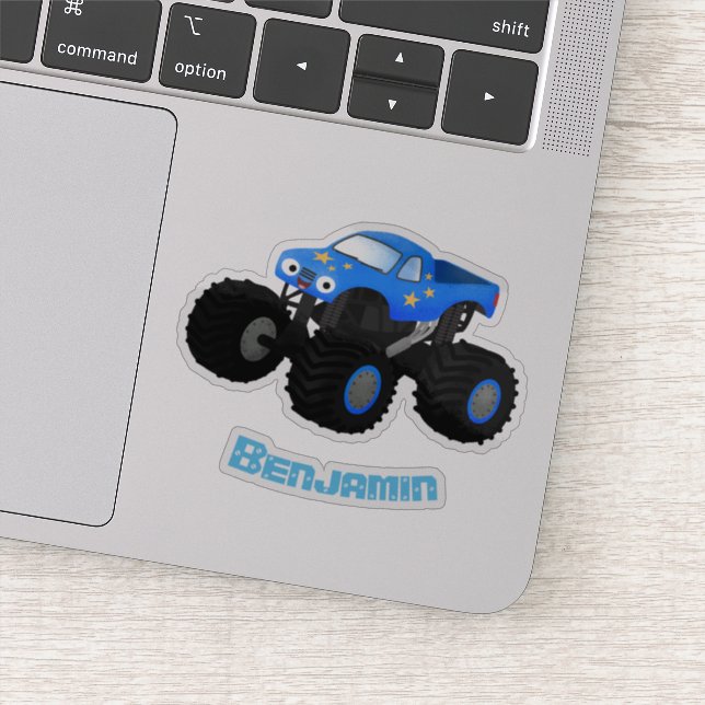 Sticker Illustration d'un camion monstre bleu mou (Détail)