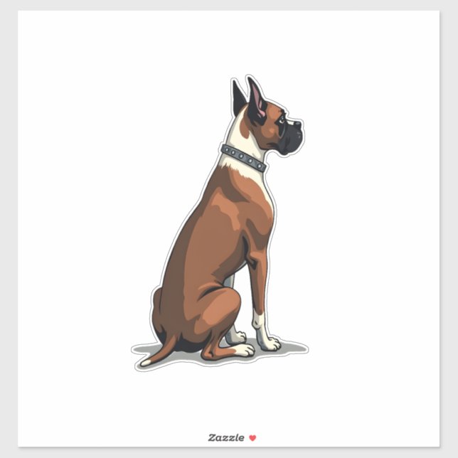 Sticker Illustration d'un chien Boxer vintage vu de dos Br (Feuille)