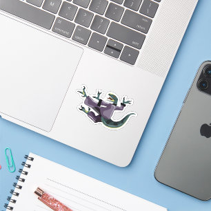 Sticker Illustration D'Un Rapteur Qui Fait Du Karaté.