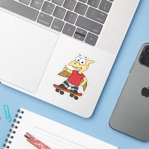 Sticker Illustration D'Un Skateboard De Ptérosaure.