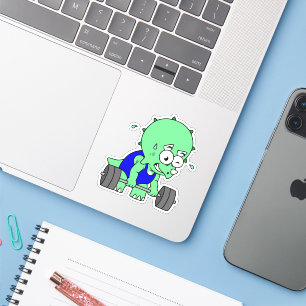 Sticker Illustration D'Un Tricératops Poids De Levage.