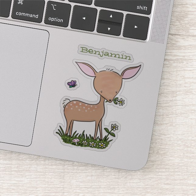 Sticker Illustration d'une jolie dessin de cerf de bébé he (Détail)