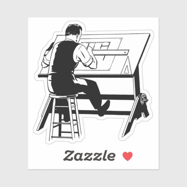 Sticker Illustration d'une table de dessin de l'ingénieur  (Feuille)