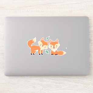 Sticker Illustration graphique des renards orange mignons