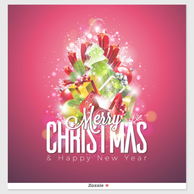 Sticker Illustration graphique moderne de Noël rouge (Feuille)