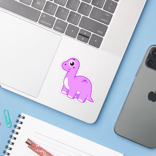 Sticker Illustration Mignonne D'Un Brontosaurus Dinosaure.