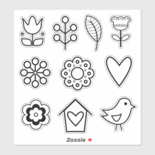Sticker Illustration minimaliste de l'art populaire scandi