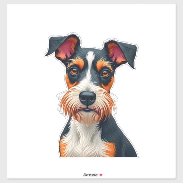 Sticker Illustration Rétro Portrait de Chien Coloré Vintag (Feuille)