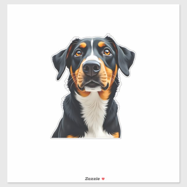 Sticker Illustration Rétro Portrait de Chien Coloré Vintag (Feuille)