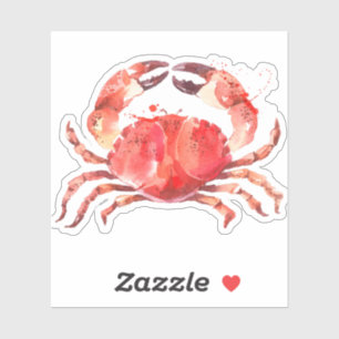 Sticker Illustration rouge d'aquarelles de crabe