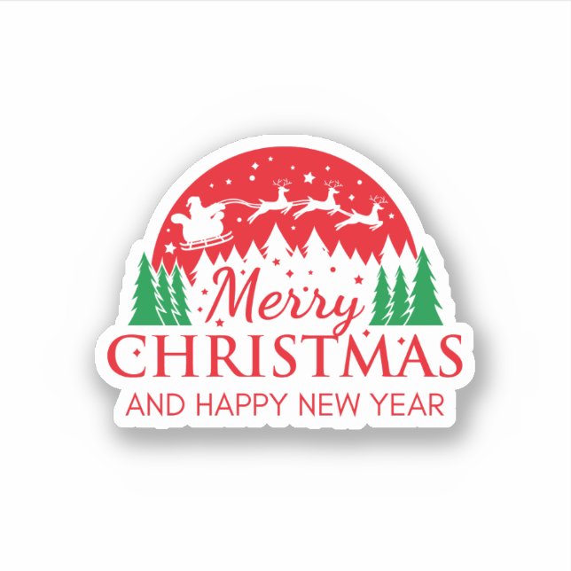 Sticker Illustration rouge verte Joyeux Noël (Devant)