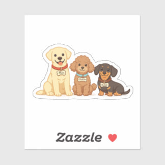 Sticker Illustration vectorielle de famille de chien migno